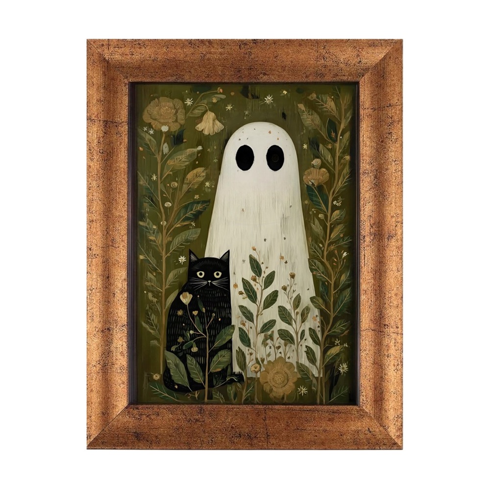 Framed Ghost and Cat Art